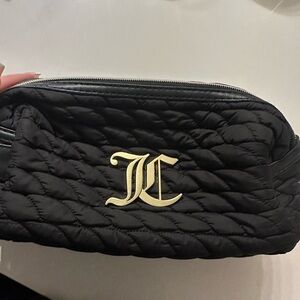 Juicy Couture Black Quilted Cosmetic Bag with Gold Logo